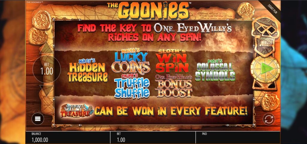 The Goonies Slot Bonus Features